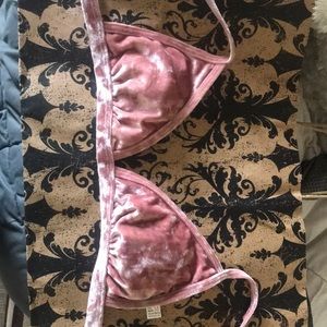 LIGHT BLUSH PINK VELVET BIKINI TOP